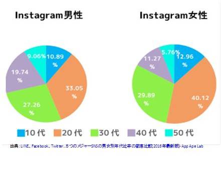 instagram 男女別グラフ